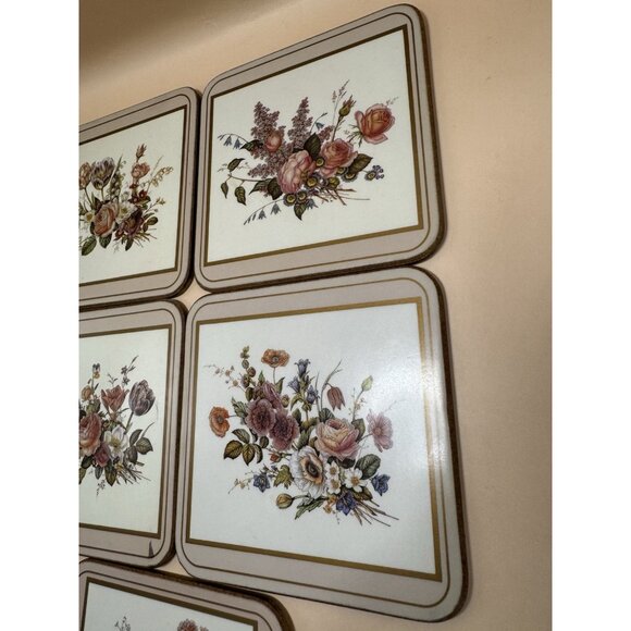 PIMPERNEL Vintage Floral Spray 4" Coasters-  Set of 5 - Picture 3 of 8